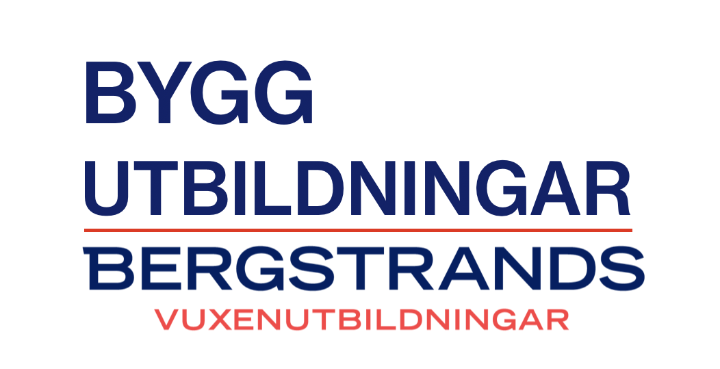 Bild med texten "Bygg utbildningar" och "Bergstrands vuxenutbildningar"